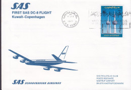 Kuwait First SAS DC-8 Flight Erstflug KUWAIT - COPENHAGEN 1977 Cover Brief Lettre KØBENHAVN LUFTHAVN (Arr.) - Koweït