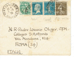 Tarifs Postaux Etranger Du 01-02-1926 (11) Pasteur N° 176 50 C. + Semeuse 30 C. + Semeuse 40 C. + Blanc 5 C. Lettre 20 G - 1922-26 Pasteur