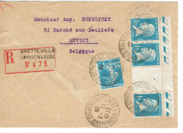 Tarifs Postaux Etranger Du 01-02-1926 (24) Pasteur N° 179 1,00 F. X 3 Haut De Feuille + Semeuse 25 C. Lettre Recom 40 G. - 1922-26 Pasteur