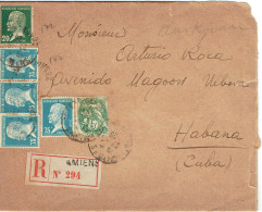 Tarifs Postaux Etranger Du 01-02-1926 (23) Pasteur N° 177 75 C. X 4  + Pasteur N° 172  20 C.+ Blanc 5 C. Lettre Recom 40 - 1922-26 Pasteur