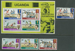 Uganda 1978 Football Soccer World Cup Set Of 4 + S/s With Overprint "World Cup 1978" MNH - 1978 – Argentina