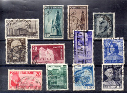 Italia Series Nº Yvert 536 + 539 + 541 + 542 + 543 +544 +546 + 547 + 548 +551 + 552 + 553 O - 1946-60: Used