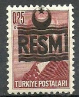 Turkey; 1955 Official Stamp 0.25 K. ERROR "Double Overprint" MNH** - Sellos De Servicio