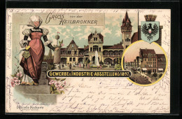 Lithographie Heilbronn, Gewerbe- Und Industrieausstellung 1897, Tracht, Wappen  - Expositions