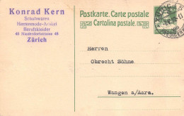 Zürich Schuhwaren Herrenmode Konrad Kern  Firmen Gewerbestempel Besonderheiten - Stamped Stationery