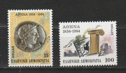 Grece N° 1544 Et 1545** 150 éme Anniversaire Athenes Capitale De L'Etat Grec - Nuovi