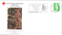 1ER JOUR FLAMME 1995 CROIX ROUGE - TAPISSERIE DE SAUMUR - Oblitérations Mécaniques (flammes)