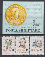 Albania 1991 - Mozart, Komponist, Mi-Nr. 2477/79+Bl. 94, MNH** - Musique