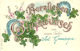 ILLUSTRATION, NEW YEAR, HOLIDAY, CELEBRATION, FOUR LEAF CLOVER, SWITZERLAND, POSTCARD - Sin Clasificación