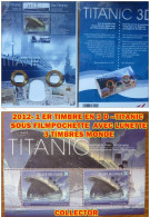 2012- 1 ER TIMBRE EN 3 D --TITANIC- SOUS FILM AVEC LUNETTE 3 TIMBRES MONDE- COLLECTOR - 2011-2020
