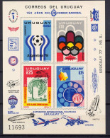 Uruguay 1976 Football Soccer World Cup, Olympic Games Montreal, Space ITU, UN, Zeppelin S/s Imperf. MNH -scarce- - 1978 – Argentina