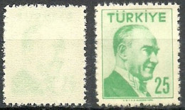 Turkey; 1956 Regular Postage Stamp 25 K. ERROR (Printing On Both Sides) - Ungebraucht