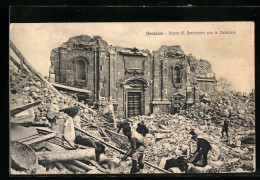 Cartolina Avezzano, Piazza S. Bartotomeo Von La Cattedrale, Erdbeben  - Sonstige & Ohne Zuordnung