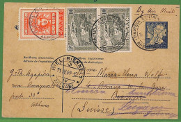 Ad0921 - GREECE - Postal History - Postal STATIONERY CARD Added Franking  To SWITZERLAND 1949 - Entiers Postaux