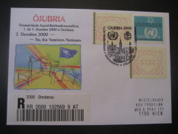 Österreich- Sonder-Beleg ÖJUBRIA 2000 Stockerau, Einschreiben Mit Automatenmarke 2x MiNr. 3 Und 1347 - Automatenmarken [ATM]