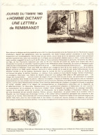 - Document Premier Jour JOURNÉE DU TIMBRE - REMBRANDT : Homme Dictant Une Lettre - LILLE 26.2.1983 - - Stamp's Day