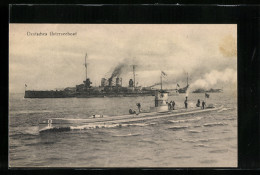 AK Deutsches Unterseeboot U 8 Und Kriegsschiff  - Krieg
