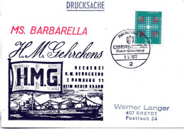 (L 6) Cachetumschlag "REEDEREI H.M.GEHRCKENS - MS. BARBARELLA - EF BRD SST 5.5.72 HAMBURG - Marittimi