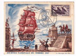 Oran 1957 Journée Du Timbre Algérie Service Maritime Postal Le Messager Des Îles Les Maximaphiles Algériens Algéria - Storia Postale