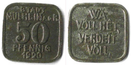 Mülheim Ruhr Germany 50 Pfennig Notgeld  1920 Iron Eisen   (4136 - Autres & Non Classés