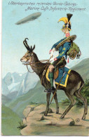 Illustrateur Militaria Munchen Cavalier Dirigeable Caricature - München