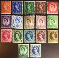 Great Britain United Kingdom 1958-61 Queen Elizabeth II Definitives Diff Types Set Of 23 Stamps MNH (**) - Unused Stamps