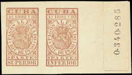 ESPAGNE / ESPANA - COLONIAS (Cuba) 1892/93 "PAGOS AL ESTADO" Fulcher 1114/1125 10c Castano Sello Doble Sin Gomar - Kuba (1874-1898)