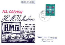 (L 6) Cachetumschlag "REEDEREI H.M.GEHRCKENS - MS. CREMON - EF BRD TST 5.5.72 HAMBURG - Maritiem