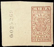 ESPAGNE / ESPANA - COLONIAS (Cuba) 1892/93 "PAGOS AL ESTADO" Fulcher 1114 10c Parte Superior Sin Gomar (0.025.269) - Cuba (1874-1898)