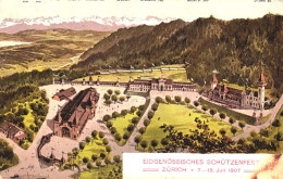 ZURICH, ARCHITECTURE, MOUNTAIN, ILLUSTRATION, SWITZERLAND, POSTCARD - Zürich