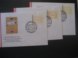 Österreich- FDC Satz Sonder-Beleg Münzwertzeichendrucker Frama Automatenmarke 5,50,6,7 MiNr. 3 - Machine Labels [ATM]