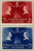 Nederlandse Antillen 1955 Koninklijk Bezoek - Royal Visit NVPH 253-254 MNH**, Postfris  - Niederländische Antillen, Curaçao, Aruba