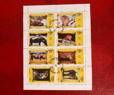 OMAN UAE 1973 Bloc 8v Used Mi Mamíferos Mammals Säugetiere Mammiferi Mammifère UNITED ARAB EMIRATES - Andere & Zonder Classificatie