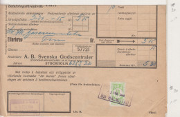 Zweden Spoorwegzegel Cat Svenska Järnvägsfraktmärken; Lijn H.N.J. Halmstad-Nässjö Järnväg 20 Op  Vrachtbrief - Otros & Sin Clasificación