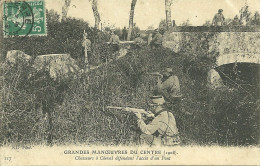 GRANDES MANOEUVRES DU CENTRE 1908 - CHASSEURS A CHEVAL DEFENDANT L' ACCES D' UN PONT(militaria) (ref 535) - Manoeuvres