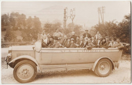 Carte Photo  Automobile Autocar Décapotable Modèle Panhard ? De La SLA Lourdes (65) Départ D' Excursion Pour Gavarnie - Auto's