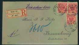 1895, Einshreiben Ab "BERLIN 88" Mit 3-nal 10 Pf. Krone/Adler - Lettres & Documents