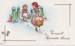 MIGNONETTE FANTAISIE, NOUVEL AN, MAMAN ET SA FILLE CHARGES DE CADEAUX  COULEUR   REF 16195 - New Year