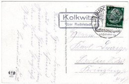 DR 1935, Landpoststempel KOLKWITZ über Rudolstadt Auf Karte M. 6 Pf.  - Cartas & Documentos