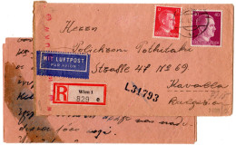 DR 1943, 40+12 Pf. Auf Reko Luftpost Zensur Brief V. Wien N. Kavalla Bulgarien - Covers & Documents