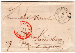 Preussen 1839, K2 ELBERFELD U. AUSLAGE VON AUGSBURG In Rot Auf Brief N. Bayern - Préphilatélie