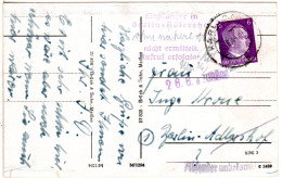 DR 1944, Berlin-Adlershof Hinweisstpl. ..nicht Zu Ermitteln.. Auf AK V. Karlsbad - Covers & Documents
