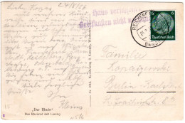 DR 1936, Berlin Hinweisstpl. Haus Verschlossen... Auf Karte V. Reichenbach - Covers & Documents