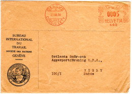 Schweiz 1934, Bureau Int. Du Travail Umschlag M. Geneve Consig Lett. Freistempel - Lettres & Documents