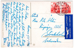 Schweiz 1946, MeF Paar 20 C. Auf Luftpost Karte V. Luzern N. Schweden. - Cartas & Documentos