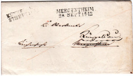 Württemberg 1842, L2 Mergentheim + Künzelsau Auf Nachsende Brief V. Berlichingen - Prefilatelia