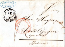 Bayern 1848, Roter K2 AUSLAGE VON AUGSBURG Auf Porto Brief V. Lahr, Baden - Vorphilatelie