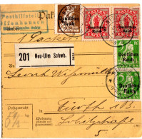 Bayern 1920, Posthilfstelle OFFENHAUSEN Taxe Neu-Ulm Auf Paketkte M. 6 DR Marken - Brieven En Documenten