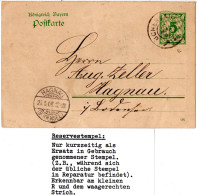 Bayern 1908, Reserve-Stpl. K2 ICHENHAUSEN R Auf 5 Pf. Ganzsache N. Hagnau - Brieven En Documenten