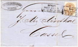 Preussen 1864, R3 BERLIN POST-EXP. 8. Auf Brief M. 3 SGr. N. Cassel - Cartas & Documentos